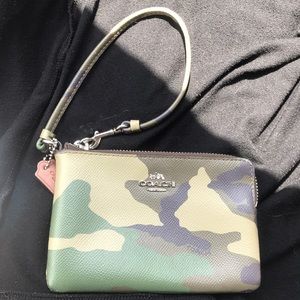 Coach camo print wristlet- Never used